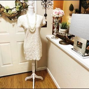 Talula For Aritzia Cream Lace Cap Sleeves Dress